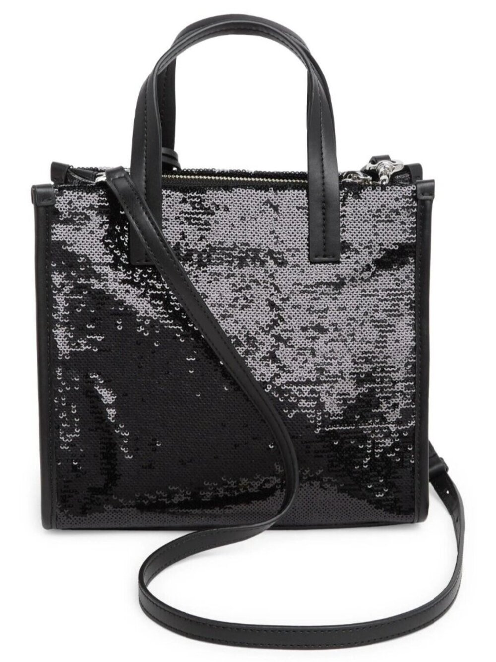 Marc Jacobs Women's Mini Grind Sequin Tote Crossbody Shoulder Bag Purse Black - Picture 3 of 7